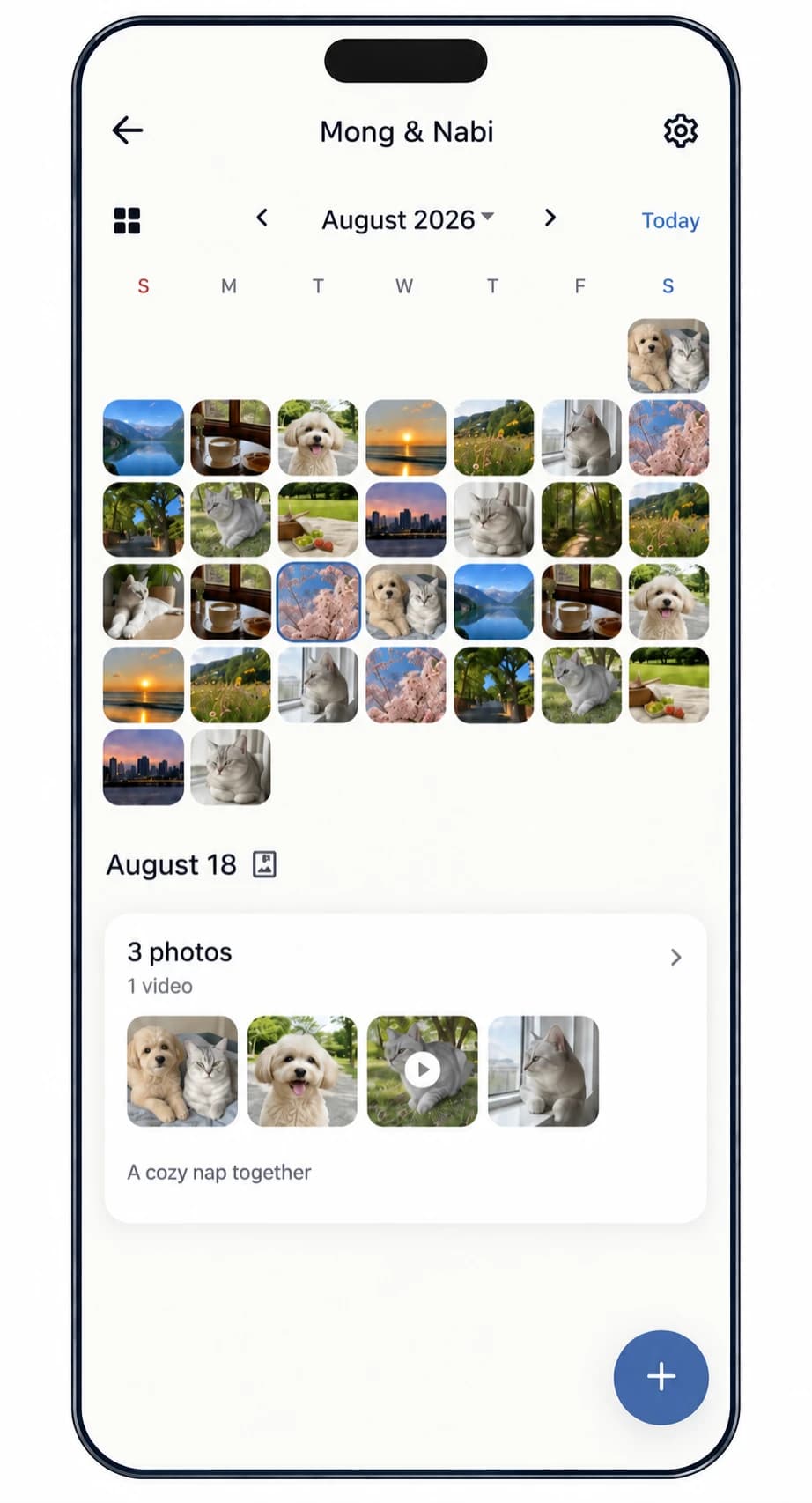 Photos and videos arranged by date in Pogaem