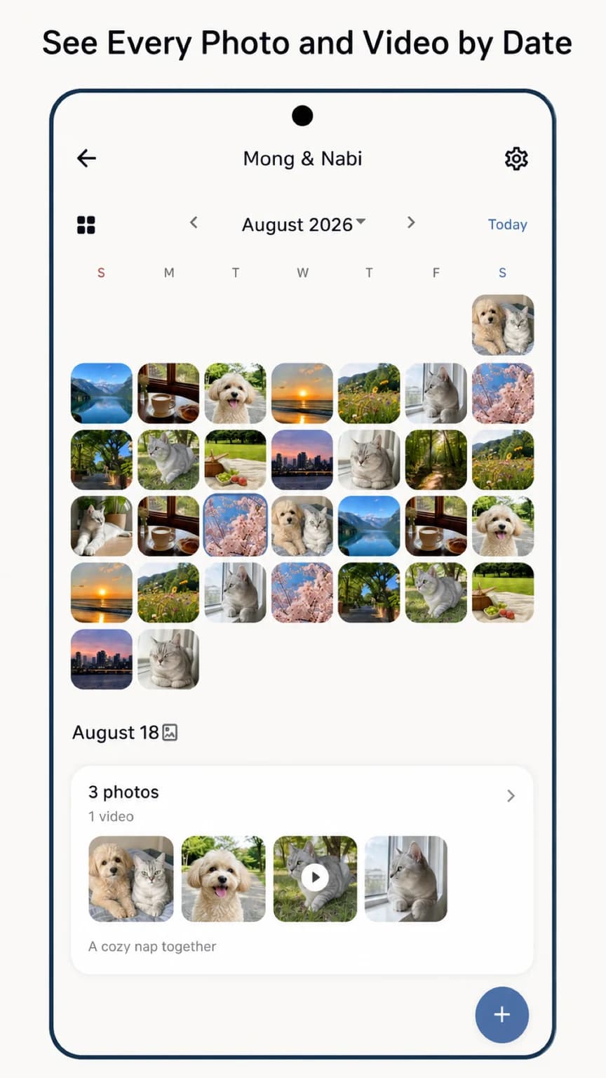 Photos and videos arranged by date in Pogaem
