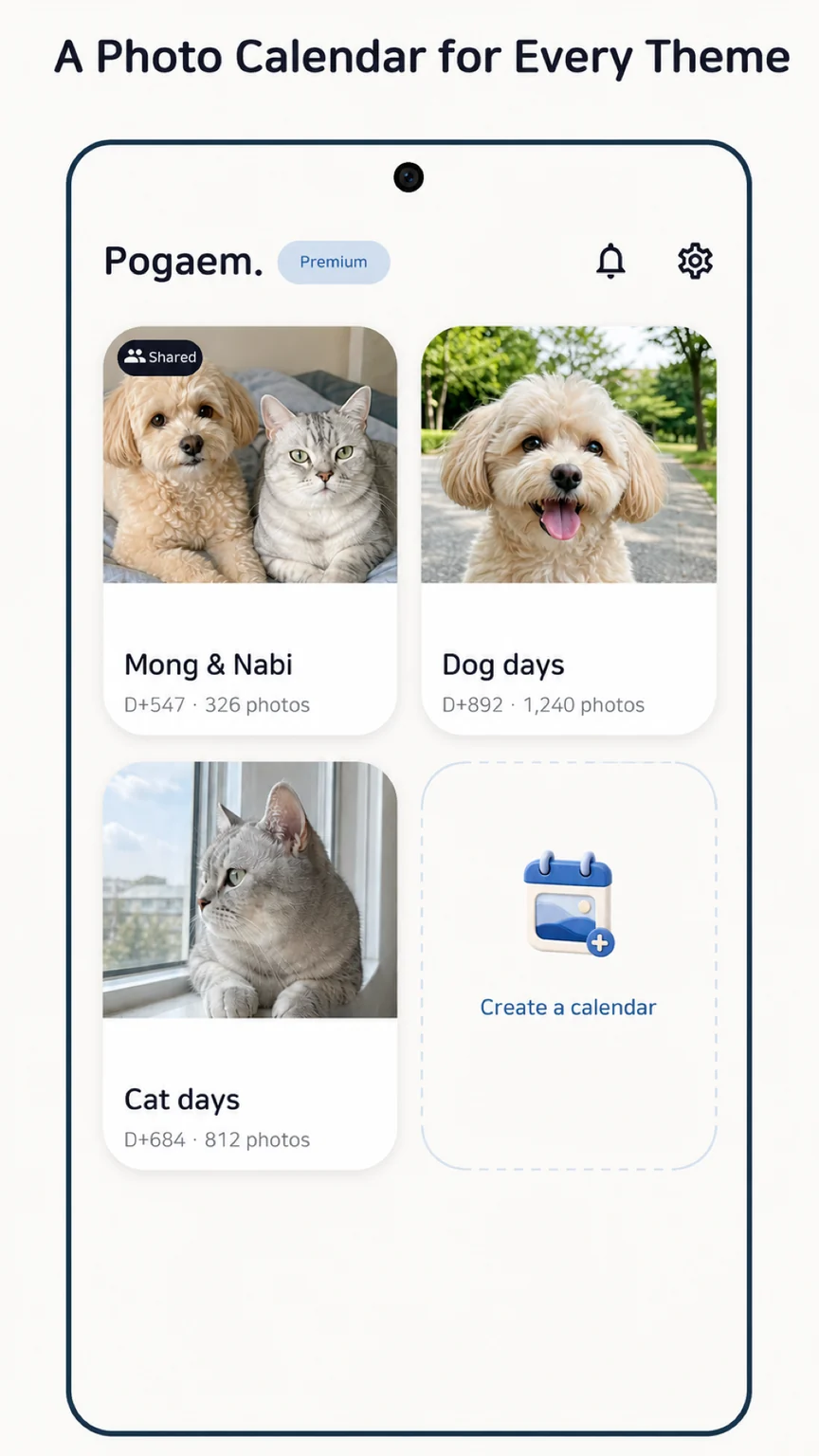 Pogaem calendars organized by theme