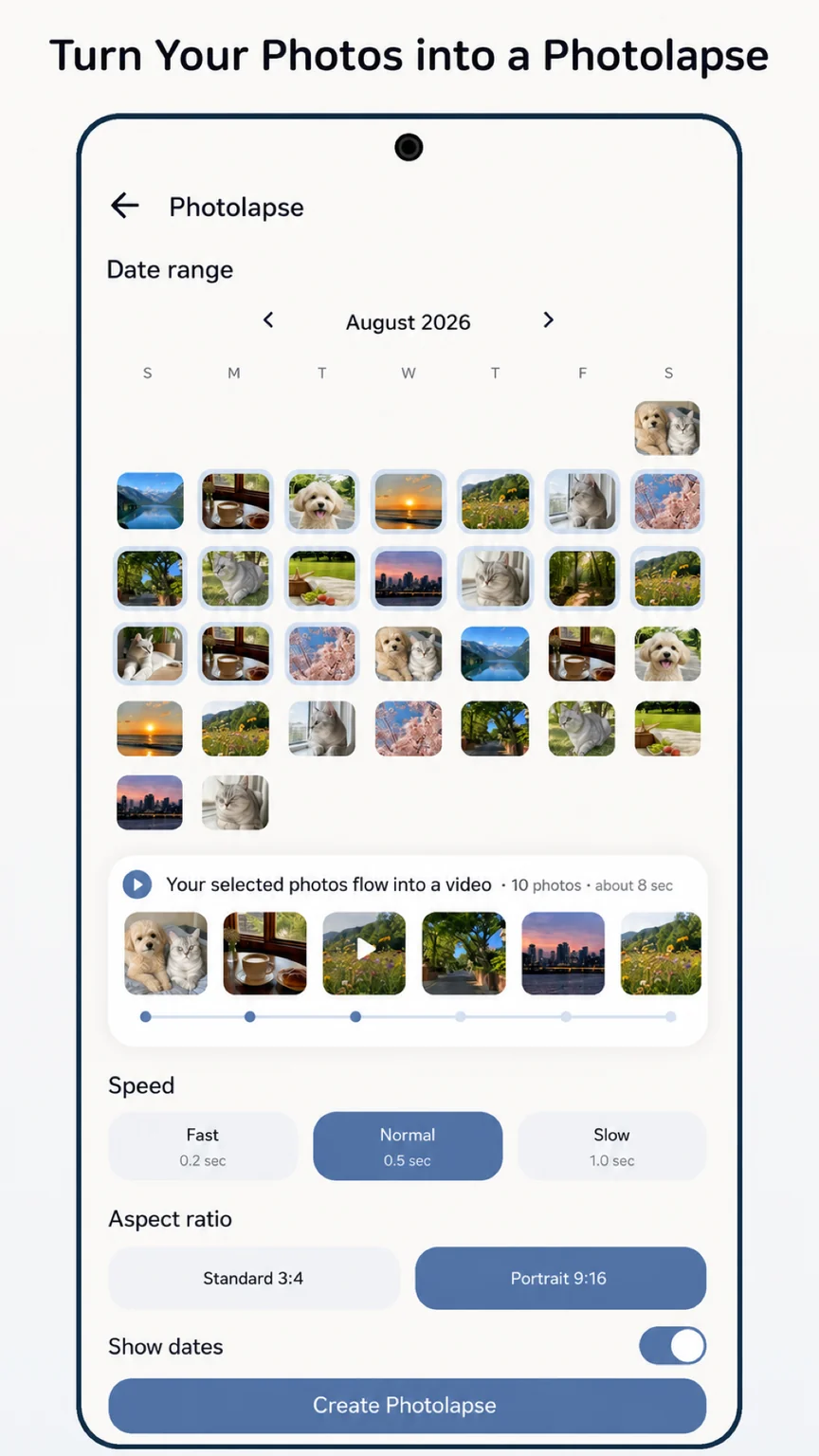 Turn a few photos into a Photolapse